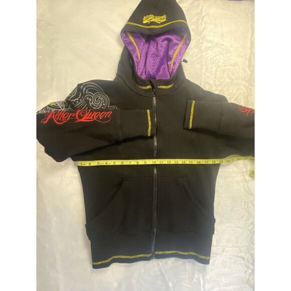 Speed & Strength Womens M Black Embroidered Hoodie Zip Killer Queen Thumb Holes - Picture 8 of 12